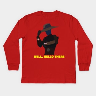Well Hello There Silhouette Design Kids Long Sleeve T-Shirt